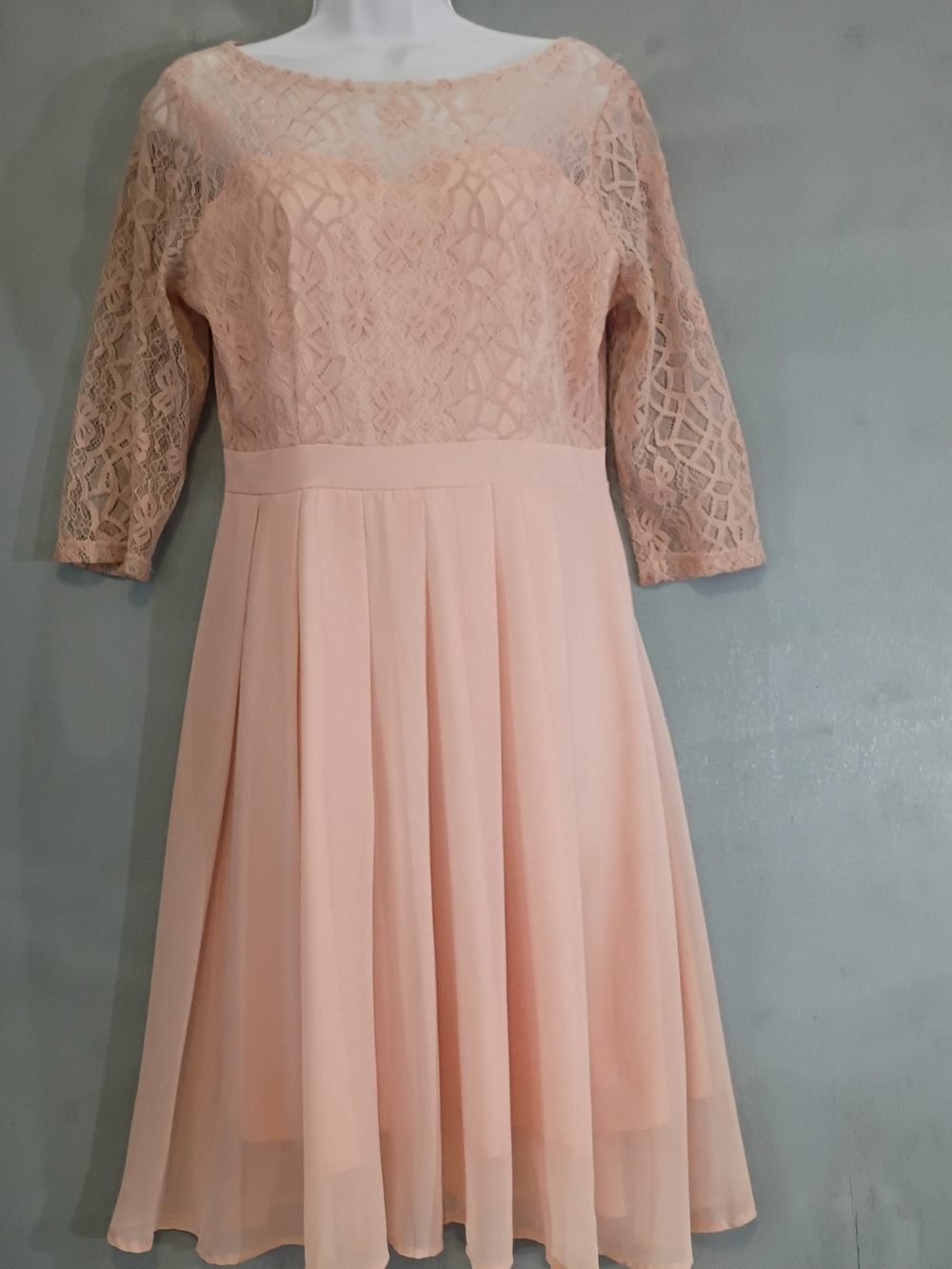 Girls Lace Bodice Fit-and-Flare Dress in Blush Pink